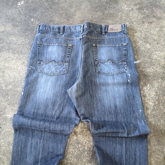 Wrangler Jeans Mens 38x32 Blue Gray Pants Western Faded Loose Work Trashed - Picture 4 of 8